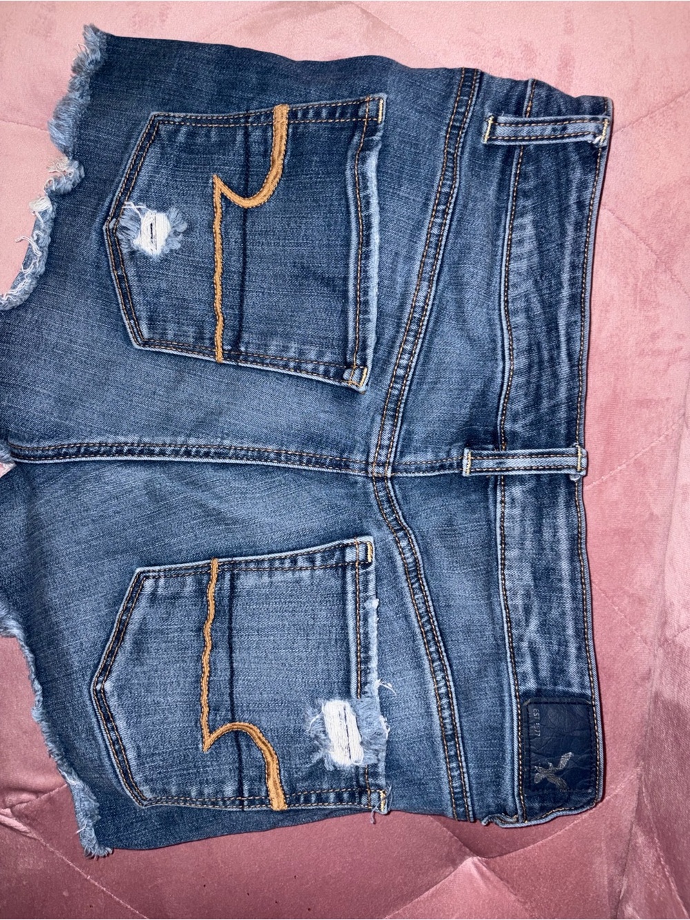 American Eagle Outfitters Distressed Dark Blue Denim Jean Shorts